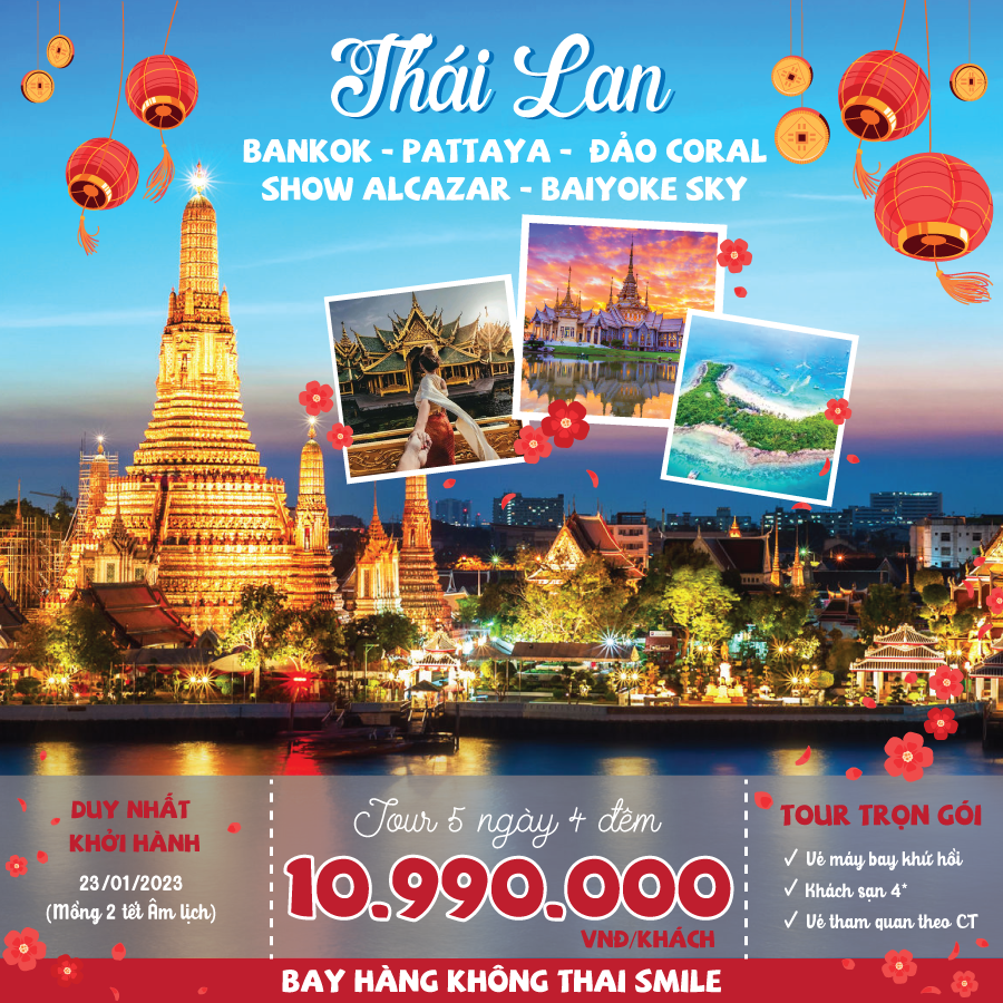 TOUR 5N4Đ THÁI LAN: BANGKOK - PATTAYA MỒNG 2 TẾT