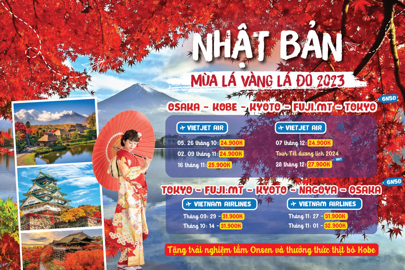 Lịch khởi hành tour Nhật Bản mùa thu 2023